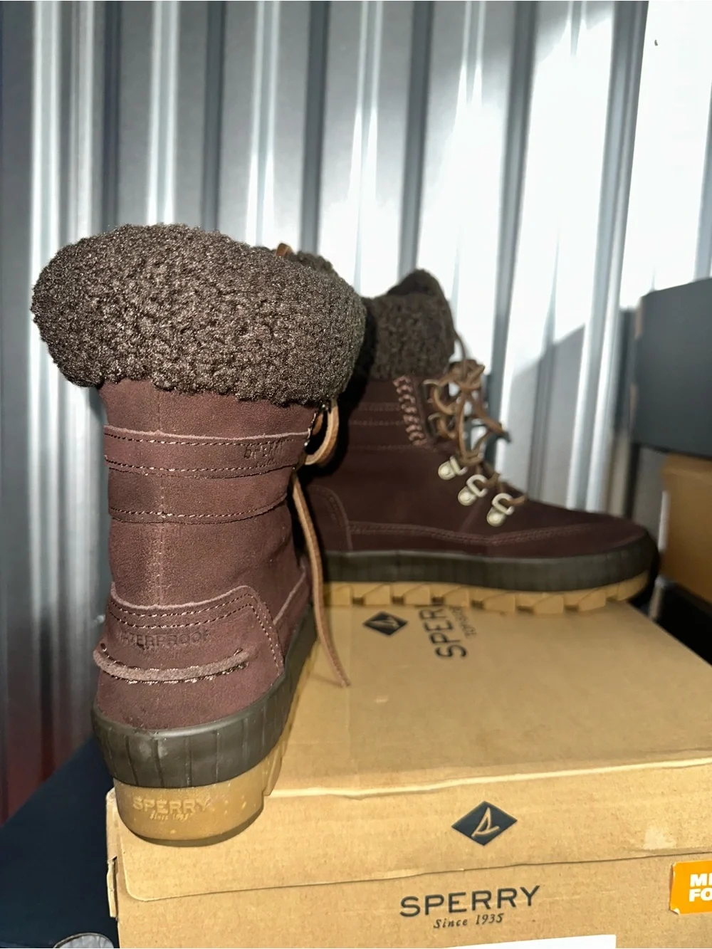 SPERRY Torrent Winter Women’s Brown Leather Lined Snow Boots Lace-Up Size 5.5W